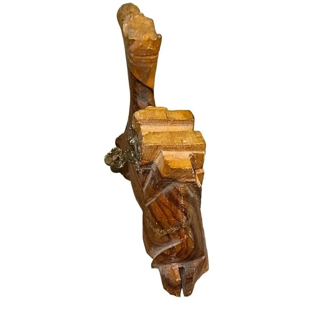 Camel Figurine From Egypt hand carved olive wood trinket box vintage wooden